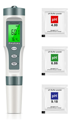 Medidor Digital De Ph/tds Con Probador De Ph Atc, Resolucin