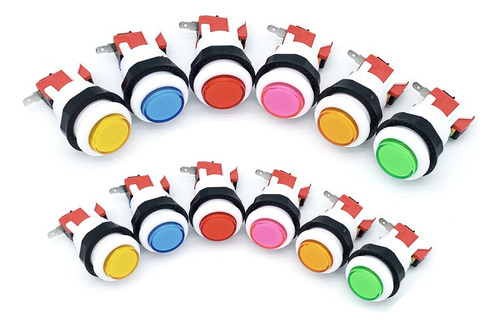 12pcs Botones Arcade Maquinita Bicolor Y Micros Zippy