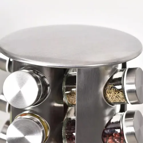 Especiero 16 Frascos Redondo Garageimpo Giratorio Acero Inoxidable Cocina
