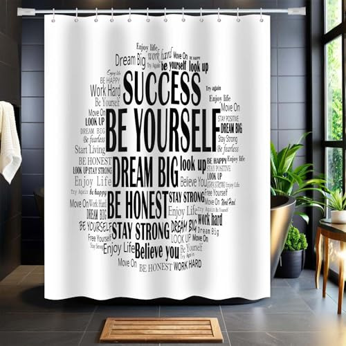 Cortina De Ducha Con Frases Motivacionales Y Ganchos