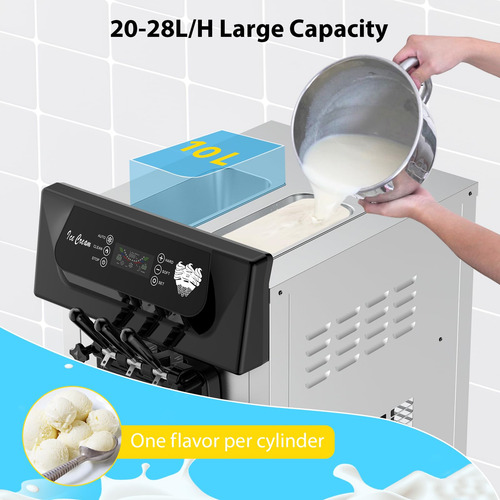 Máquina De Helados Suave Comercial 2200 W 3 Sabores Plateado (sliver) Frecuencia