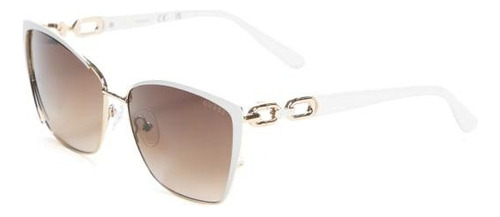 Guess Gafas De Sol De Ojo De Gato Con Cadena De Metal Espejo Marrón Claro Marrón Claro Dorado Blanco