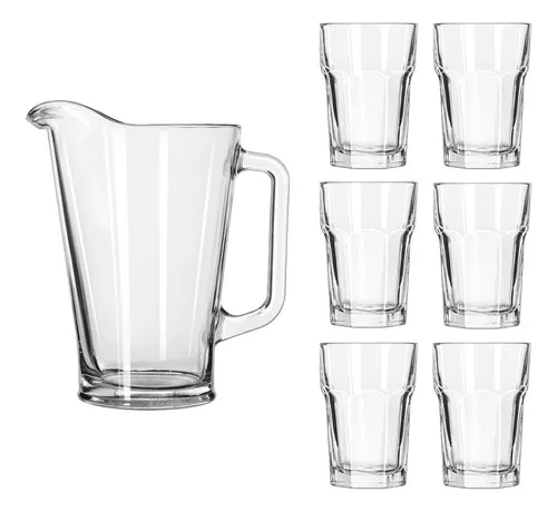 Juego 4 Vasos De Vidrio Grande Elegantes Modernos Agua 528ml