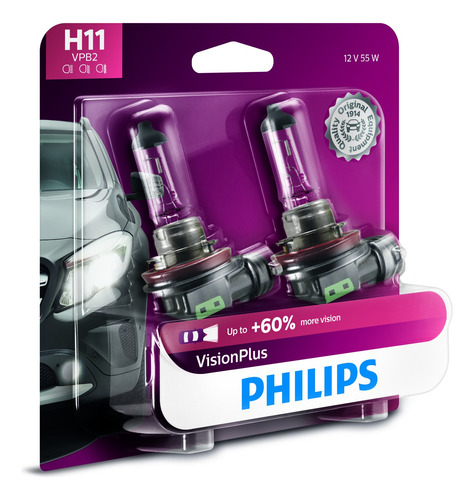 Philips H11 Lámpara Delantera Premium Vision Plus, Paquete
