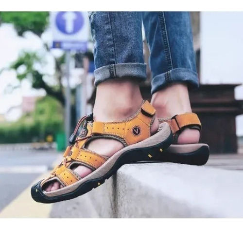 Xc Zapatos Cuero Genuino For Hombres, Sandalias Gran Tamaño