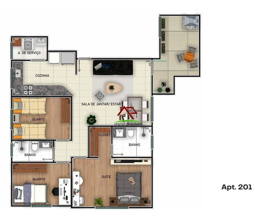 Imagem 11 de 14 de Ótimo Apartamento De 03 Quartos No Cabral! - 2529