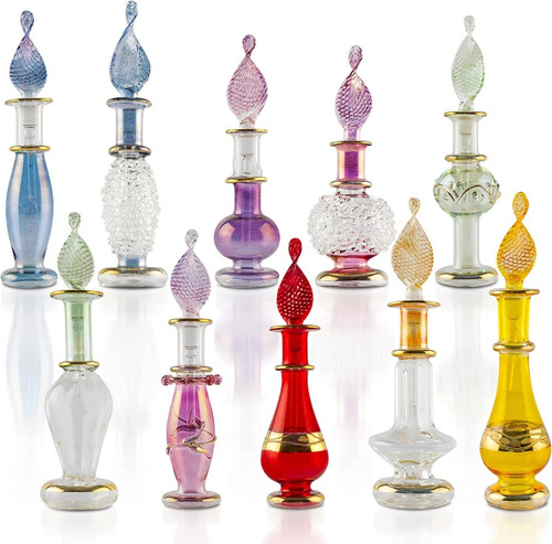 10 Botellas En Miniatura De Vidrio Para Perfumes, Aceites 