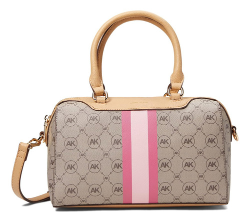 Anne Klein Ak Logo Varsity Stripped Mini Satchel, Sand Petal