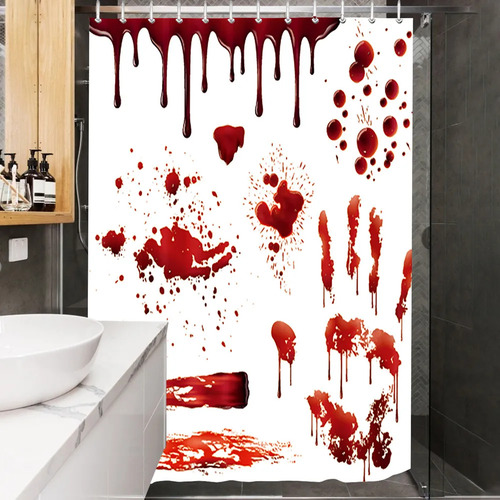 Cortina De Ducha Con Estampado De Terror Sangriento