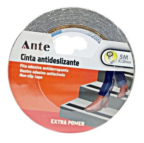 Cinta Antideslizante Negra (pack 3) 25mmx5m Escaleras Pisos