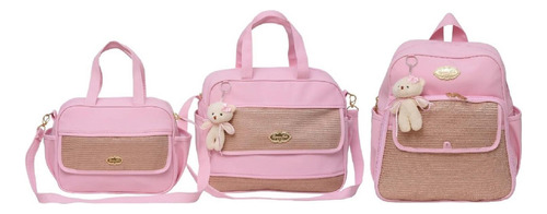 Kit Bolsas Bebê Maternidade 3 Peças Fun Rosa