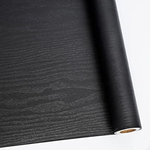 Papel Tapiz Textura Adherible Madera Negra 10m X 45cm Tp123