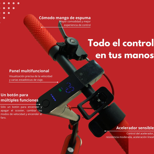 Scooter Eléctrico 25km/h Alto Rendimiento Plegable Luz Led