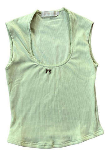 Top Verde Pastel Moño Comodo Mujer Crop Top Mujer Verano