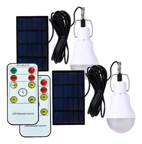 Lámpara Solar Led Portátil Con Control Remoto Y Panel Solar