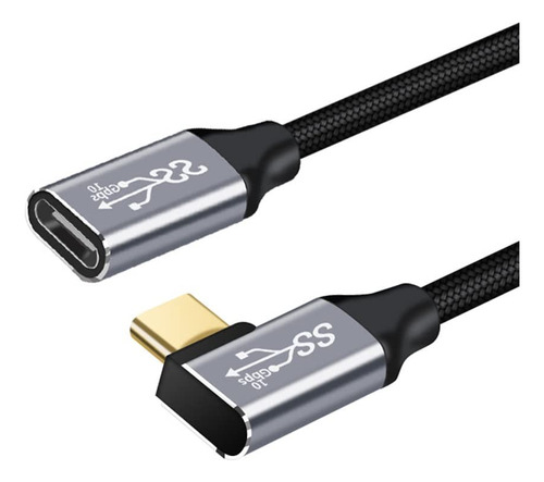 Cable Angulo Usb 0.5m Macho Hembra Dato 3.2 Gen 4k