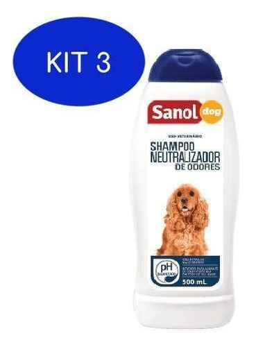 Kit 3 Shampoo Neutralizador De Odores 500ml Sanol Dog