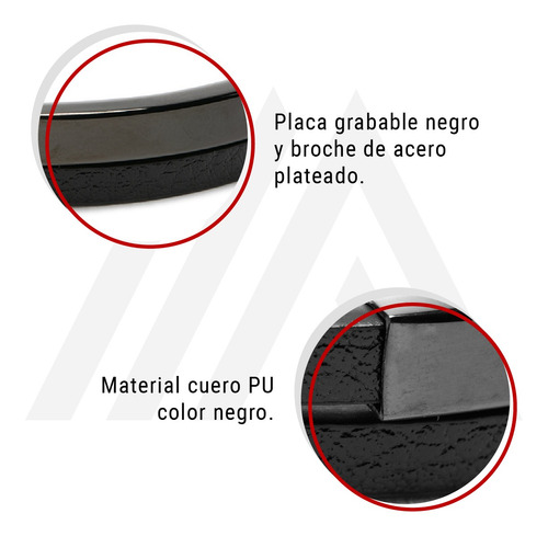 Imagen 8 de 10 de Pulsera Hombre Placa Juvenil Cuero