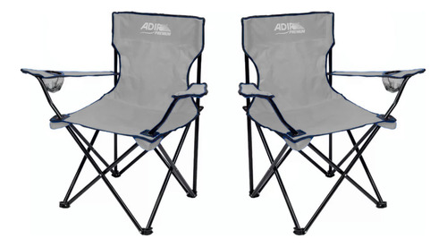 Silla Plegable Gris Adir 10857 Acampar Playa Jardín 2 Pzs