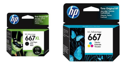 Kit De Cartuchos Hp 667xl Negro Y 667 Tricolor