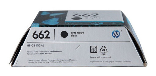Combo 2 Cartucho Tinta Hp 662 Negro Original Cz103al Paquete