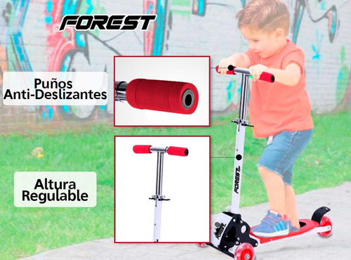 Imagen 4 de 10 de Monopatín Cuatri Patín 4 Ruedas Plegable Forest Luz Infantil