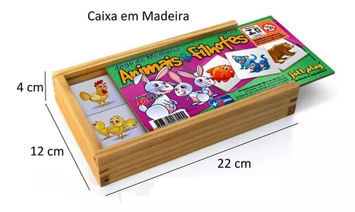 Jogo De Memória Animais Com 40Peças Cx Madeira