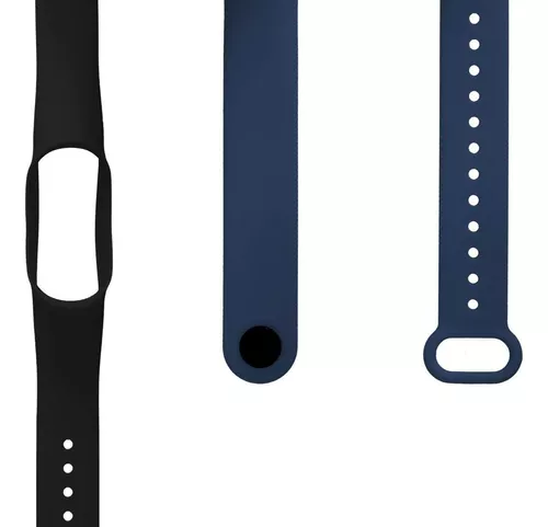 kwmobile Correas compatibles con Xiaomi Mi Watch/Mi Watch Color Sport  Straps - 2 correas de silicona de repuesto - Negro/Azul Oscuro