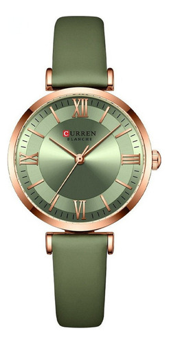 Relojes De Cuarzo De Cuero Elegante Curren Para Mujer 9079 Correa Verde Claro