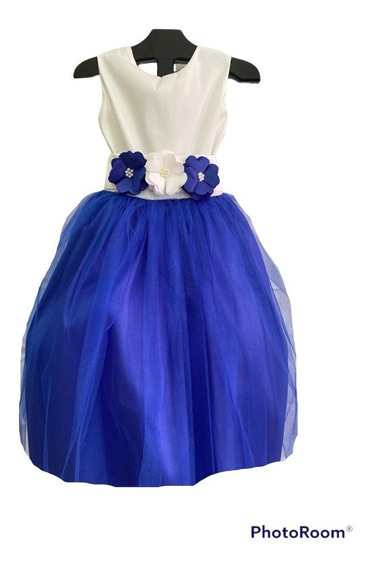 Vestido De Para Niña Combinado Con Azul Rey Meses sin intereses