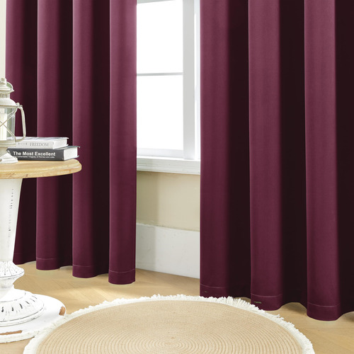Cortinas Shineland Cranberry Burgundy 260 Cm 100% Opacas X2