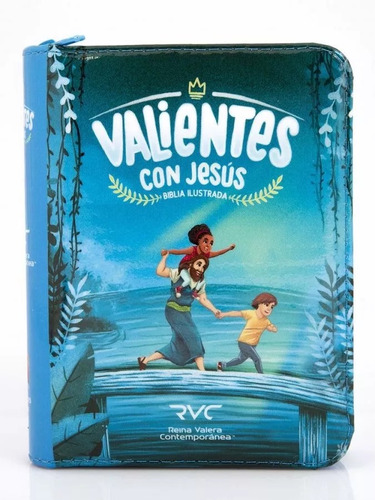 Biblia Bolsillo Valientes Con Jesús Rvc Vinil Azul, C/cierre