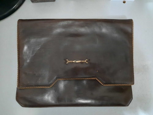 Sobre Cartera En Cuero Italiano Marca Vaccaria Mujer Antig 