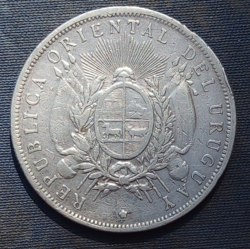 Uruguay 1 Peso 1893 Corona Plata Patacón 