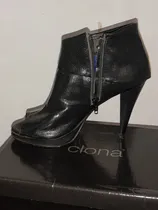 Comprar Zapatos Stilettos Clona Negros Reptil Boca De Pez Talle 37