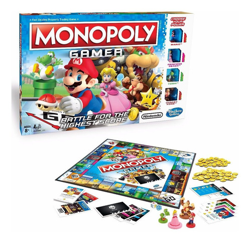 Imagen 2 de 3 de Monopoly Gamer Super Mario Bros Niños Adultos En Español