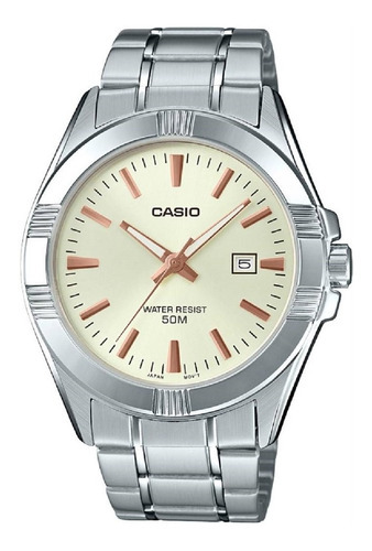 Reloj Para Unisex Casio Mtp-1308d-9av Plateado Color del fondo Champagne