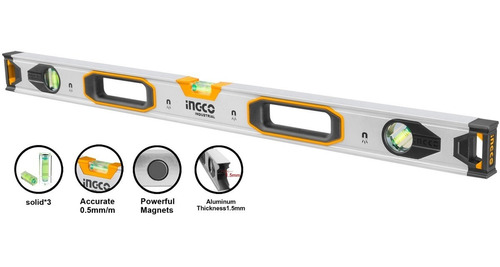 Nivel 3 Aguas Reforzado Magnético 100 Cm Ingco Hsl38100m