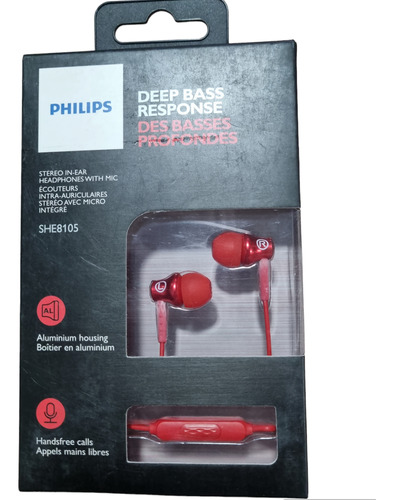 Audífonos Philips Manos Libres She8105 Rojos