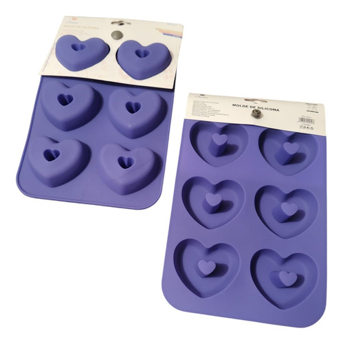 Molde Para Bizcochos / Silicona / Corazón / Hielo Y Horno Morado