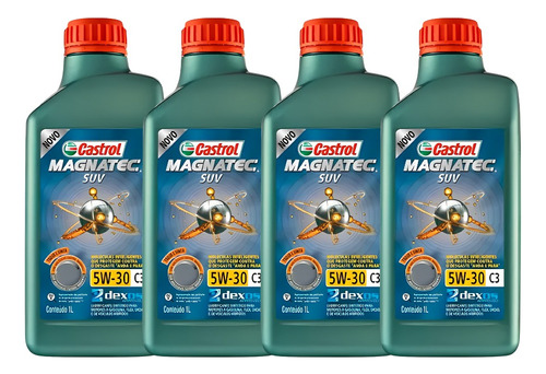 Kit 4 Óleo Motor Castrol Magnatec 5w30 Suv C3 Dexos 2 1lt