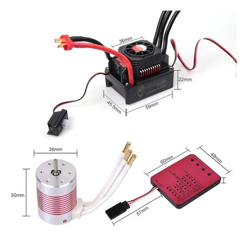 Coche Rc Escala 1:10 3650 5200kv Motor Sin Escobillas Y 120a