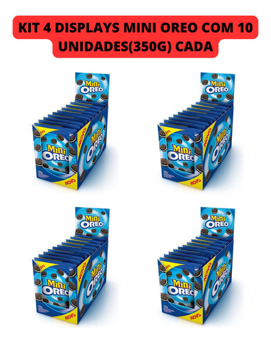 Kit 4 Displays Mini Oreo Sabor Chocolate Recheio De Baunilha