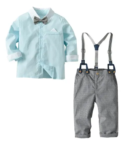 Calça Com Suspensório Para Bebê Menino - Algodão E Elastano