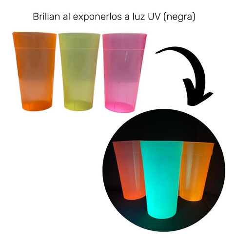 Imagen 2 de 10 de Vaso Cervecero Gigante 750 Cc X 10 Fluo Surtido Cerveza