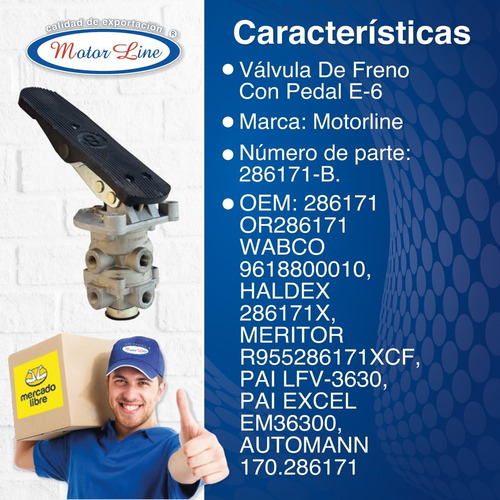 Imagen 2 de 8 de Válvula De Freno Con Pedal E-6 Ber 286171-b