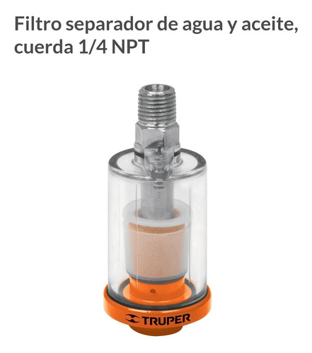 Imagen 1 de 2 de Filtro Separador Agua Y Aceite Truper 1/4 Npt Neumaticas