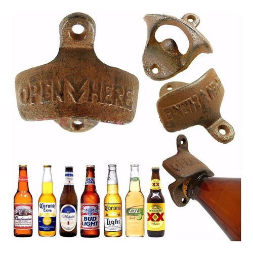 Destapador Vintage De Pared Retro Cerveza Gaseosa Acero