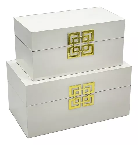 Galt International Juego de cajas de almacenamiento decorativas con tapa  con bisagras, diseño clásico, cajas de decoración de madera con cierre