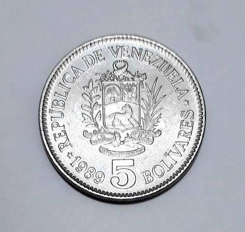 Moneda Venezolana Año 1989 - 5 Bolívares
